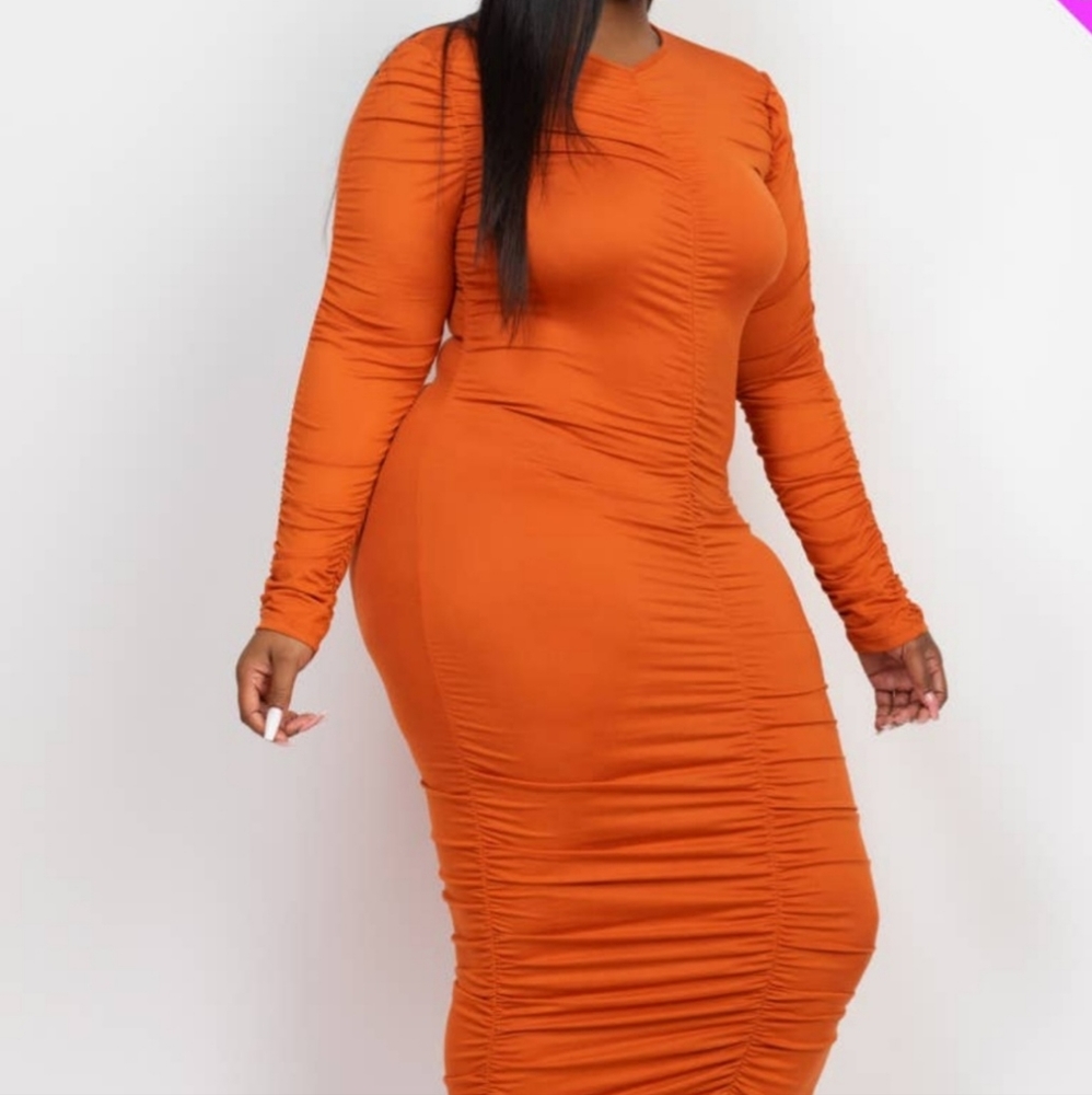 Rust color plussize maxi dress